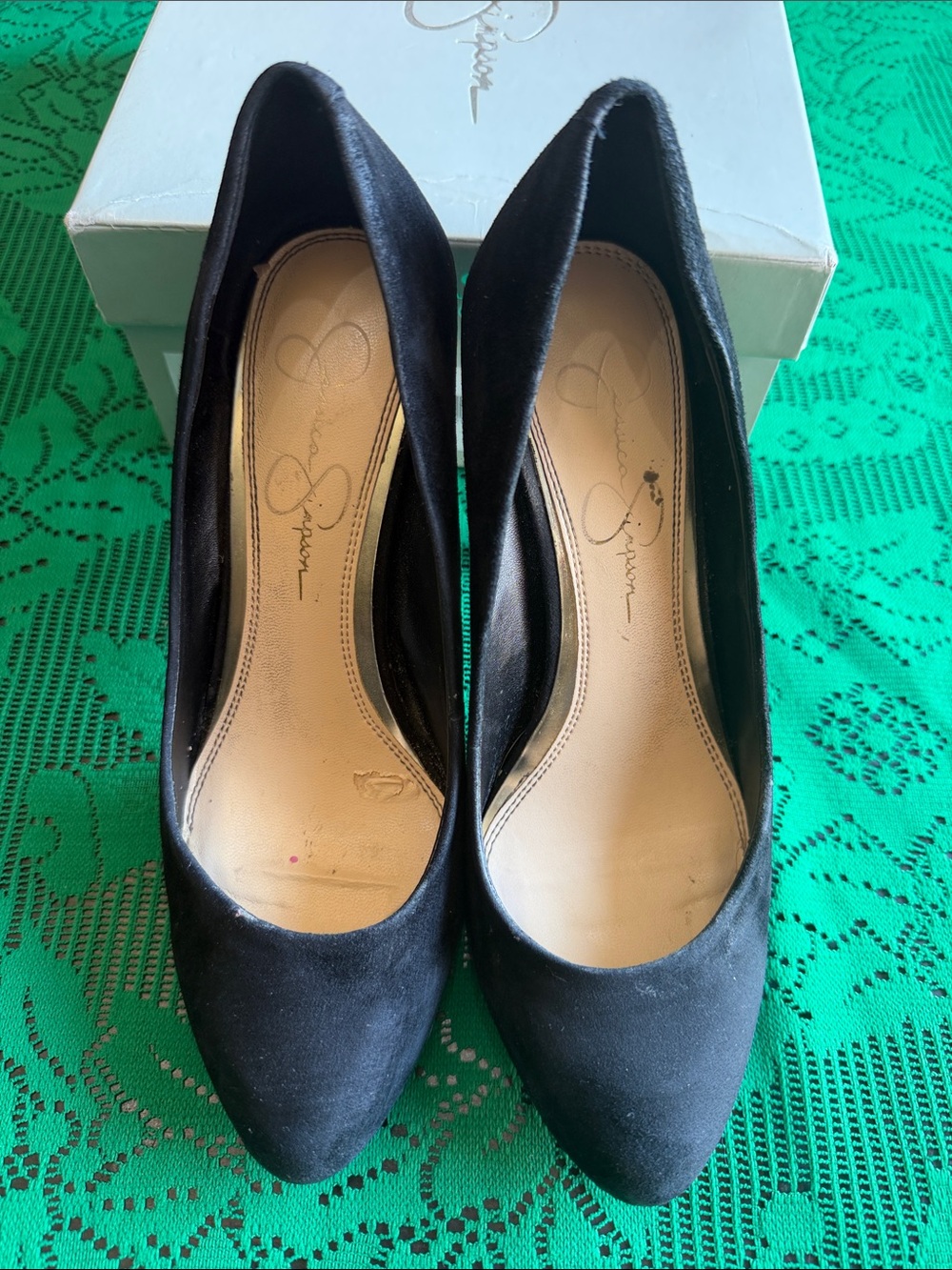 Jessica Simpson Black Suede Pointed Toe Pumps - Classic Evening Heels